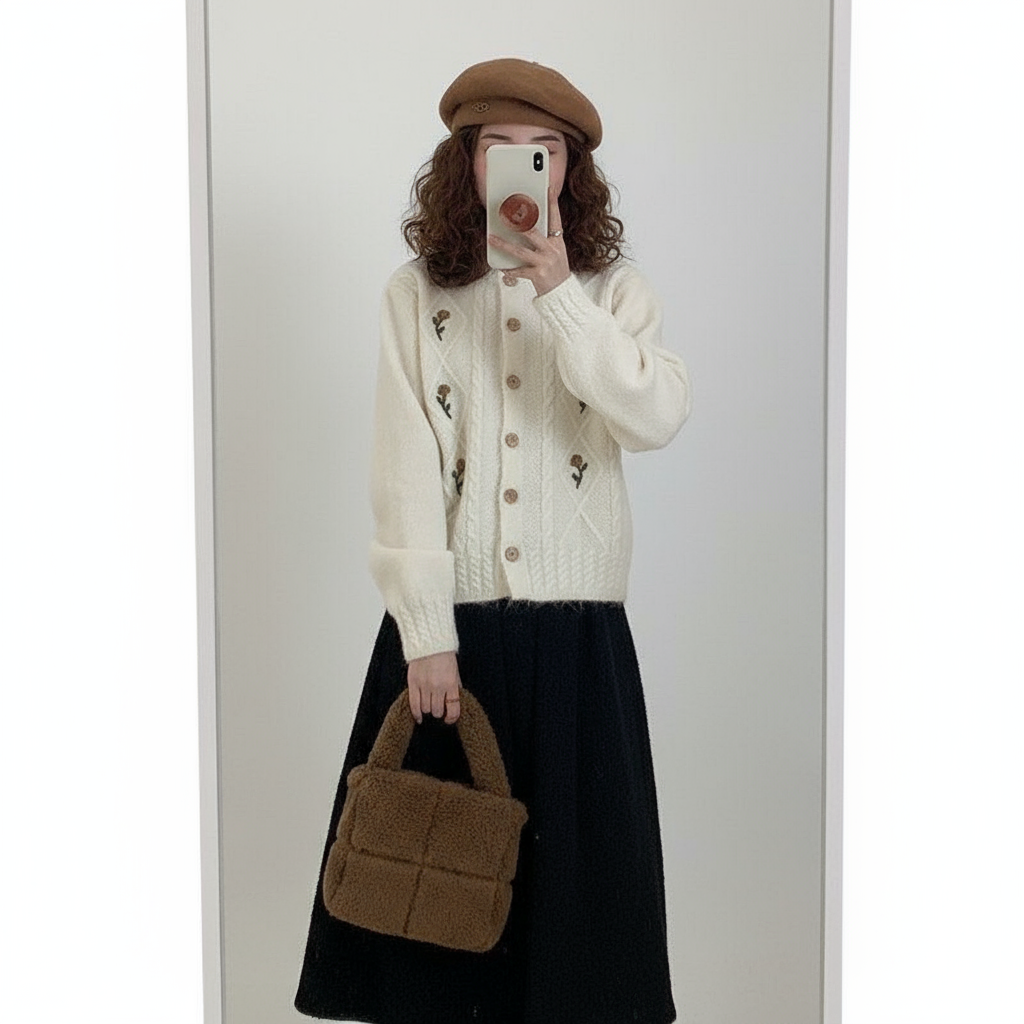 Cardigan Fleuri Brodé